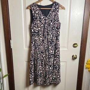 Talbots Black Dress with Light Pink Animal Spot Print